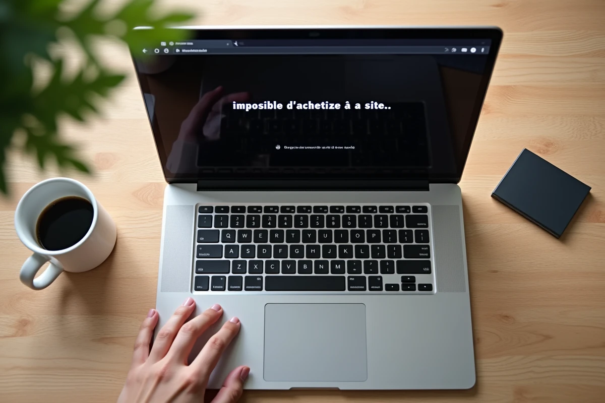 Gros plan d'un écran d'ordinateur portable affichant une page d'erreur de site web inaccessible