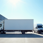 Fourgonnette blanche de 3,5 tonnes dans une zone industrielle