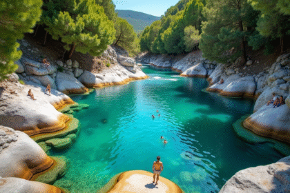 Baignade dans les piscines naturelles du Cavu en Corse