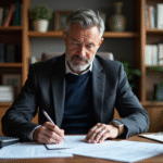 Homme d'affaires en costume dans un bureau moderne