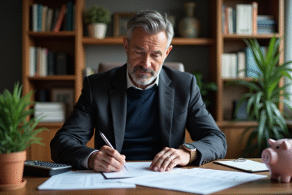 Homme d'affaires en costume dans un bureau moderne