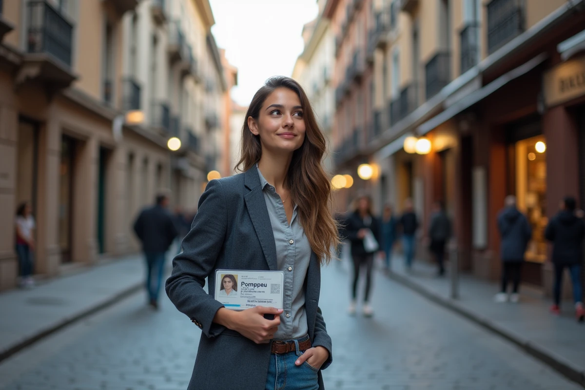 Jeune femme dans une rue urbaine moderne avec carte d