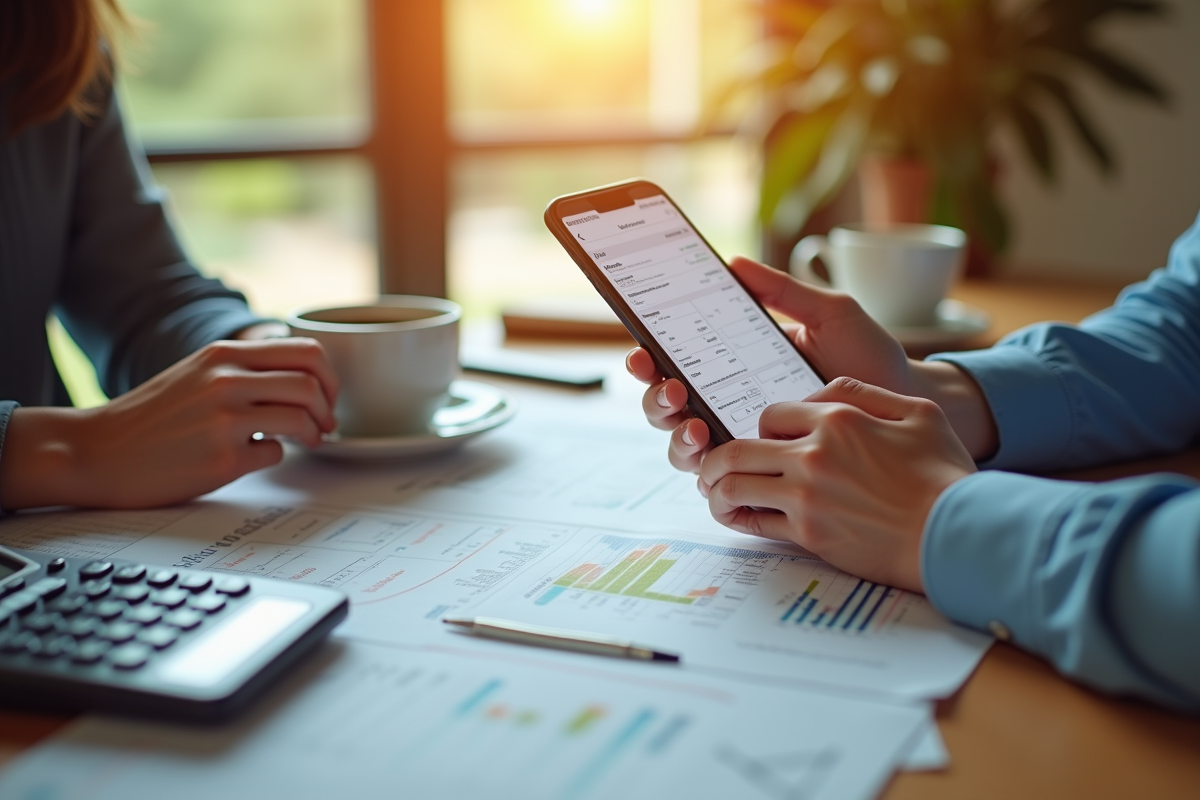 Mains tenant un smartphone avec declaration fiscale digitale