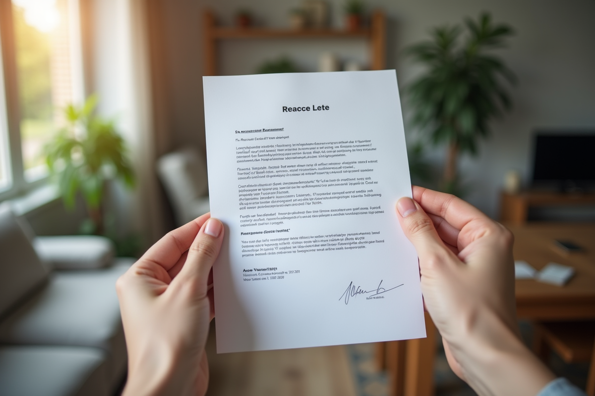 Mains tenant une lettre officielle de chômage en intérieur