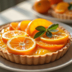 Table de petit déjeuner avec tartes aux agrumes frais