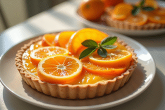 Table de petit déjeuner avec tartes aux agrumes frais
