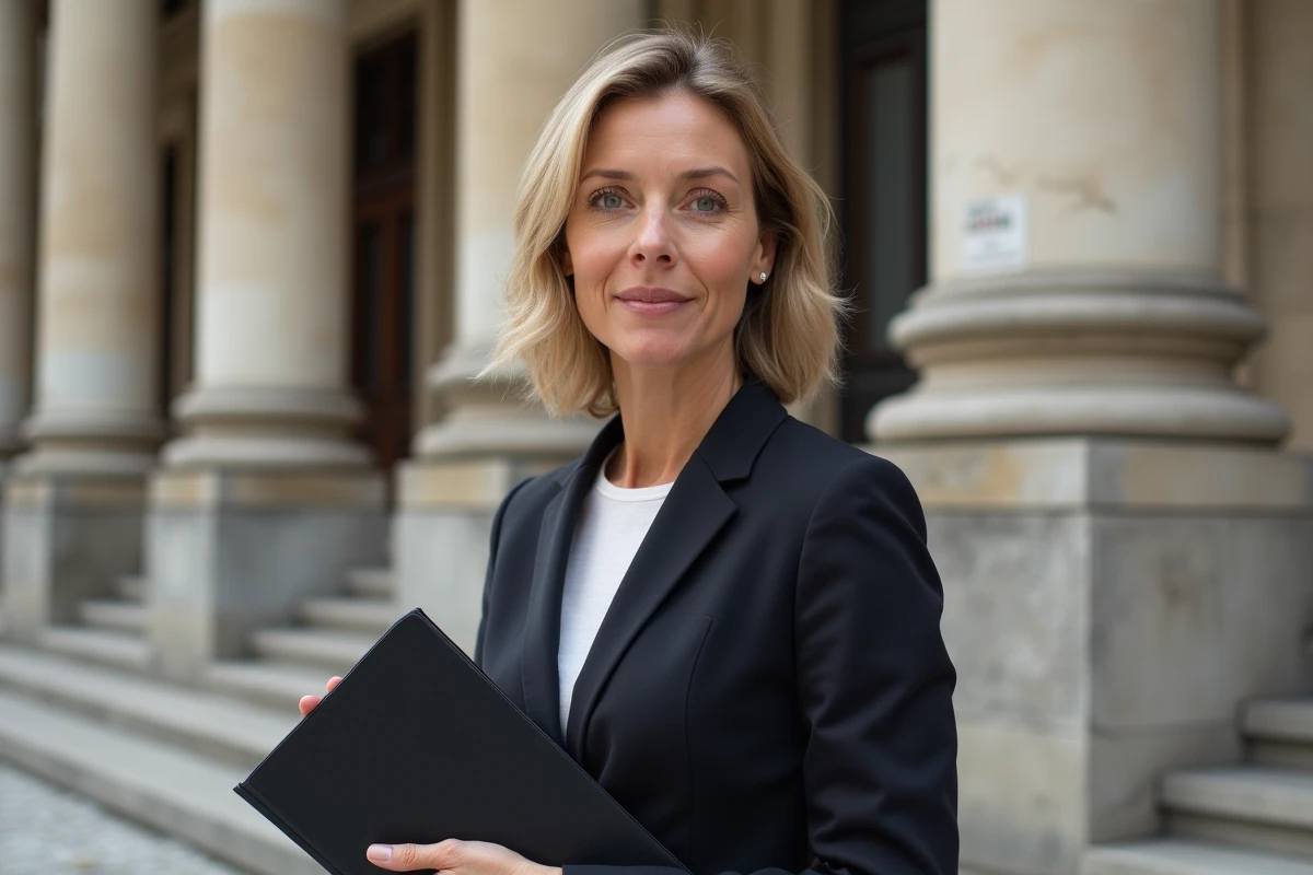 Procureure en devant du palais de justice à Caen
