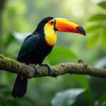 Toucan coloré perché dans la forêt tropicale
