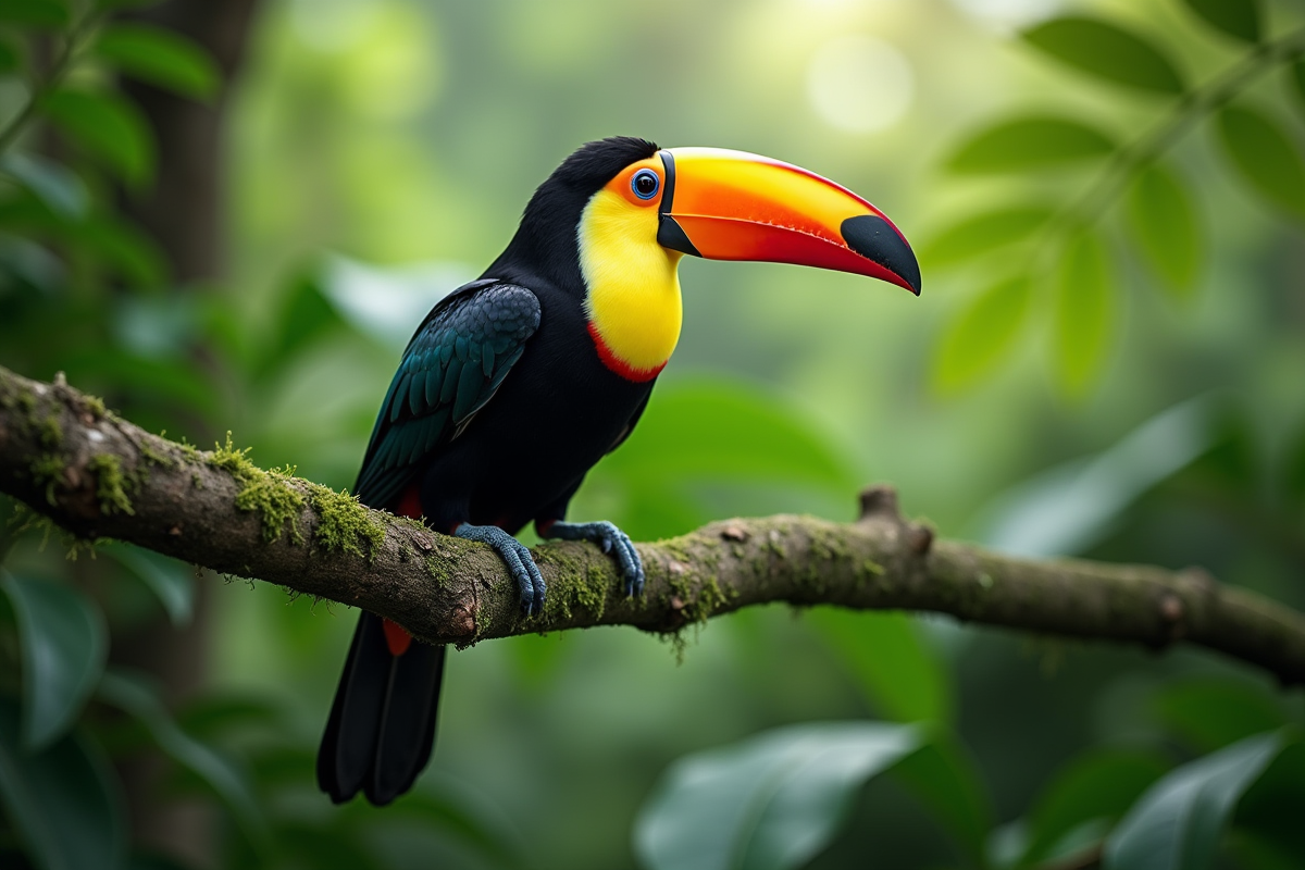 Toucan coloré perché dans la forêt tropicale